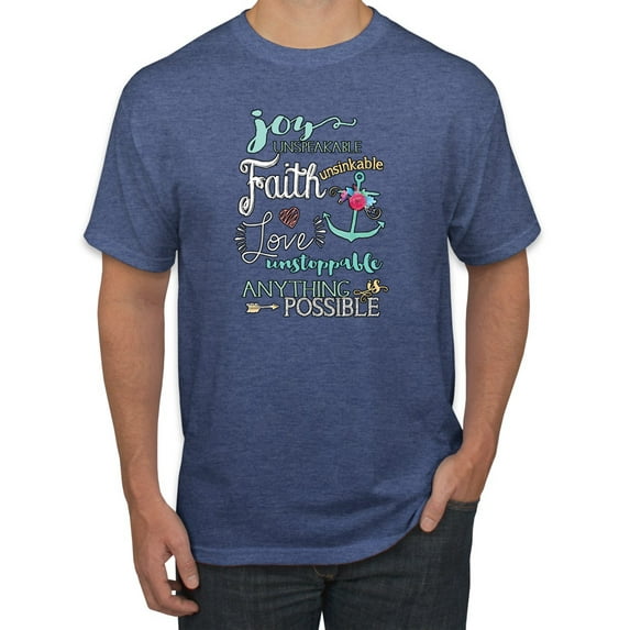 Anything is Possible Inspiring Religious Inspirational/Christian Men's Graphic T-Shirt, Vintage Heather Blue, 2XL