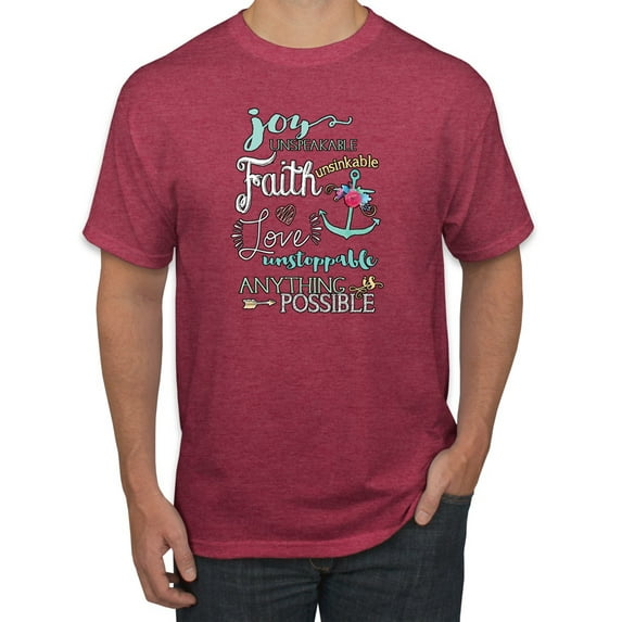 Anything is Possible Inspiring Religious Inspirational/Christian Men's Graphic T-Shirt, Vintage Heather Red, X-Large