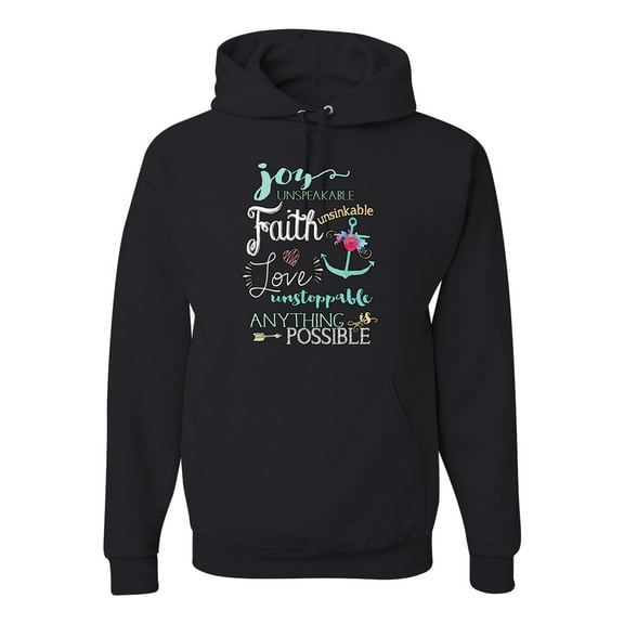 Anything is Possible Inspiring Religious Inspirational/Christian Unisex Graphic Hoodie Sweatshirt, Black, Small