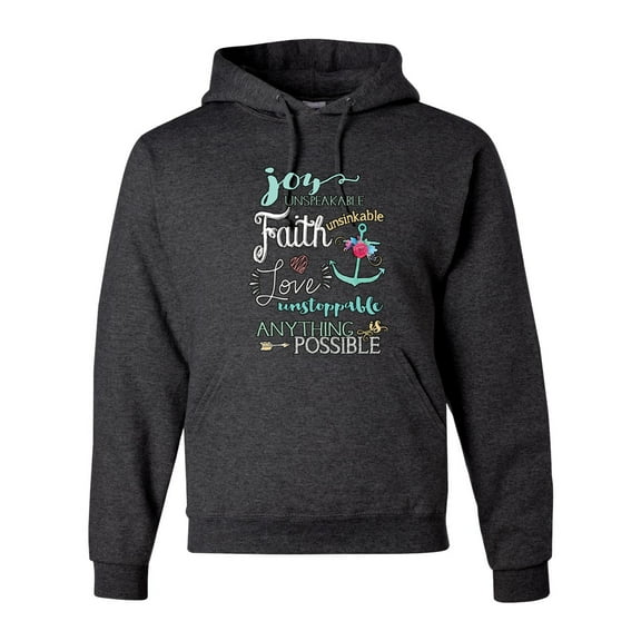 Anything is Possible Inspiring Religious Inspirational/Christian Unisex Graphic Hoodie Sweatshirt, Heather Black, Small