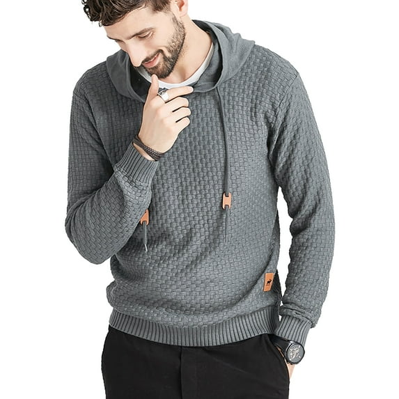 Zaitun Men’s Hooded Sweatshirt Long Sleeve Athletic Pullover Sweater,Dark Gray,Size XL