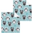 Anyway.go 4PCS Black White Owls Towels Cotton Washcloths Set,Quick