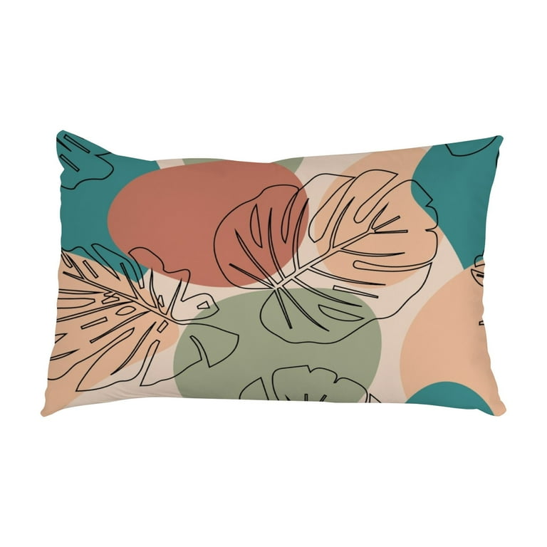 Anyway.go Pillowcase Oblong Lumbar Plush Throw Pillow Cover Shams Cushion Case with Zipper 20x36in for Bed Sofa Oval Figures and Leaves Walmart