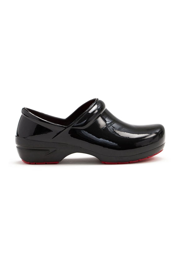 SRANGEL Women's Healthcare Professional Closed Back Clog, 6, Black Patent, Black