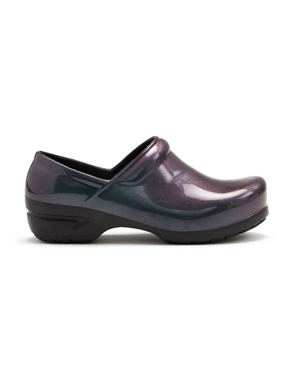 SRANGEL Women's Healthcare Professional Closed Back Clog, 6, Iridescent Purple, Black
