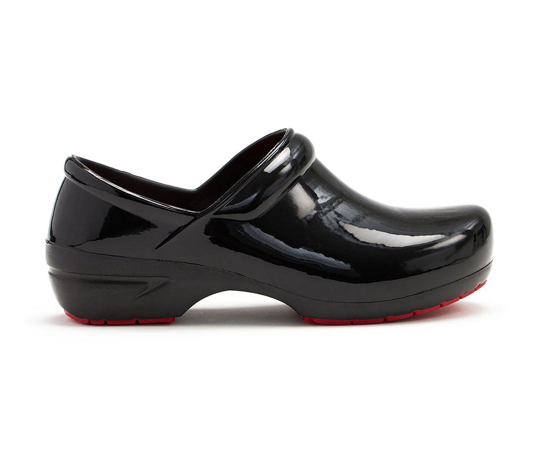 SRANGEL Women's Healthcare Professional Closed Back Clog, 9, Black Patent, Black