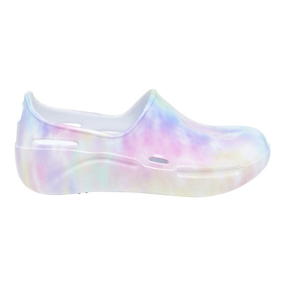 Anywear Streak Step-In Nurse Shoes for Women and Men, Oil- and Slip-Resistant EVA Kitchen Shoes, Work Shoes, 10, Watercolor Rainbow