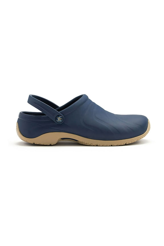 Zone Women's Healthcare Professional Injected Clog with Backstrap, 7W, Navy (Wide)