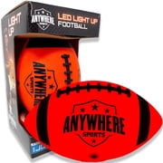 Anywhere Sports Pro Glow Light-Up Football with USB Rechargeable LED Lights, Junior 6 Inch No. 6 Size, Impact Activated Glow, Indoor Outdoor Waterproof Rubber Kids Football
