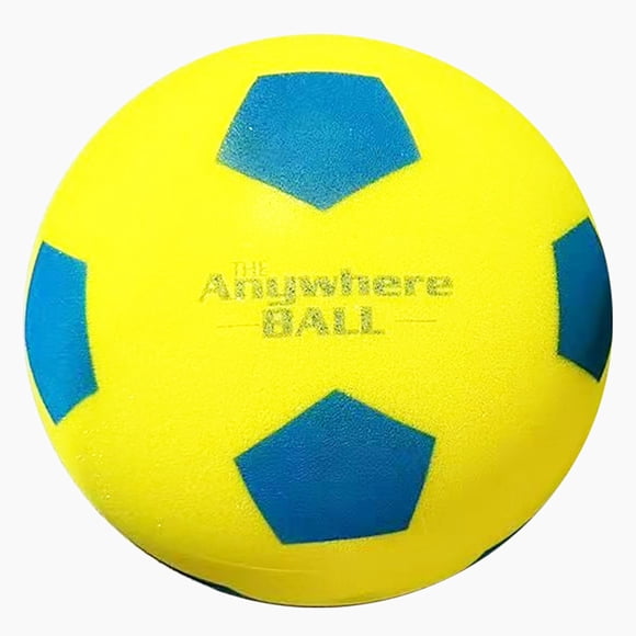 Anywhere Sports: Silent Soccer Ball - 8" Yellow& Blue Squishy Foam Ball, Size 4, Realistic Bounce, Quiet Indoor & Outdoor Play, Waterproof, Kids 3+