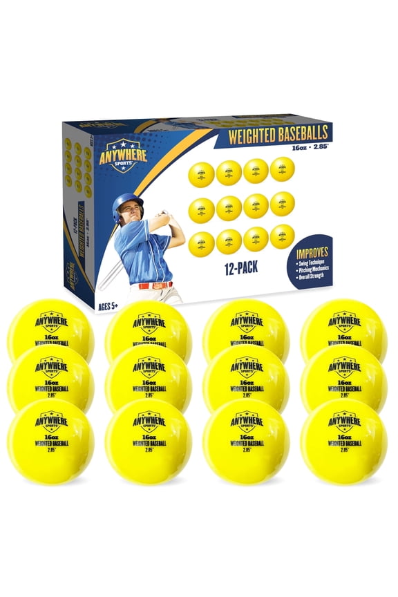 Weighted Training Baseballs – 16 oz, 2.85” Diameter, for Hitting & Pitching