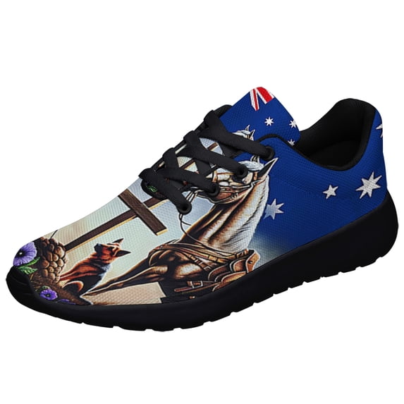 Anzac Day Animals in War Purple Poppy AuStalian Shoes Sneakers Black Size 7