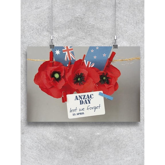 Anzac Day Clothespin With Flags Poster - Image by Shutterstock,