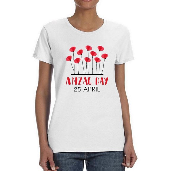 Anzac Day Roses Shaped T-Shirt Women -Image by Shutterstock, Female x-Large