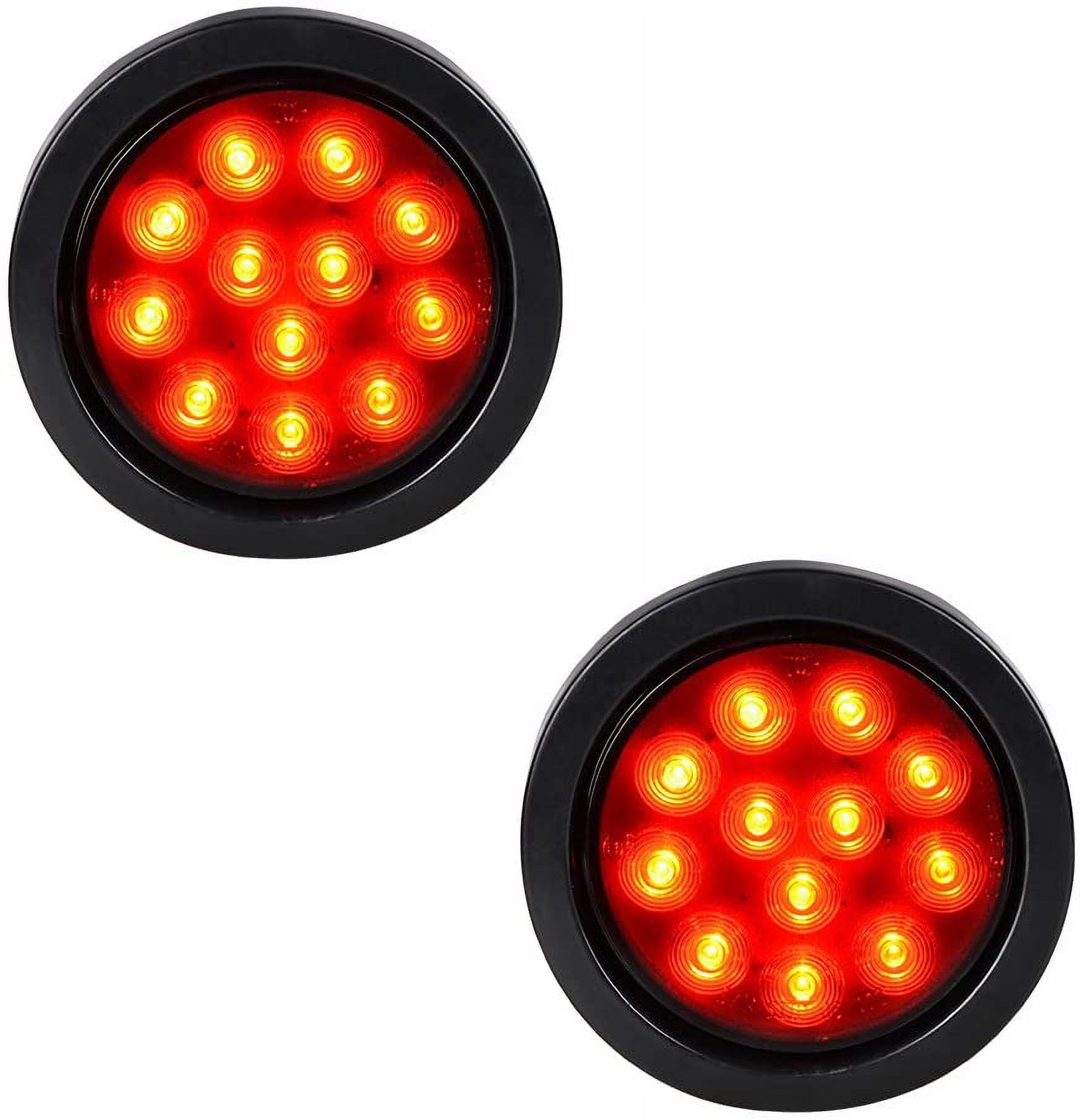 Anzio 4" Round 12-LED Trailer Tail Light Kit Stop Turn Brake Reverse Back-up Tail Light (6X, Clear Lens-595600