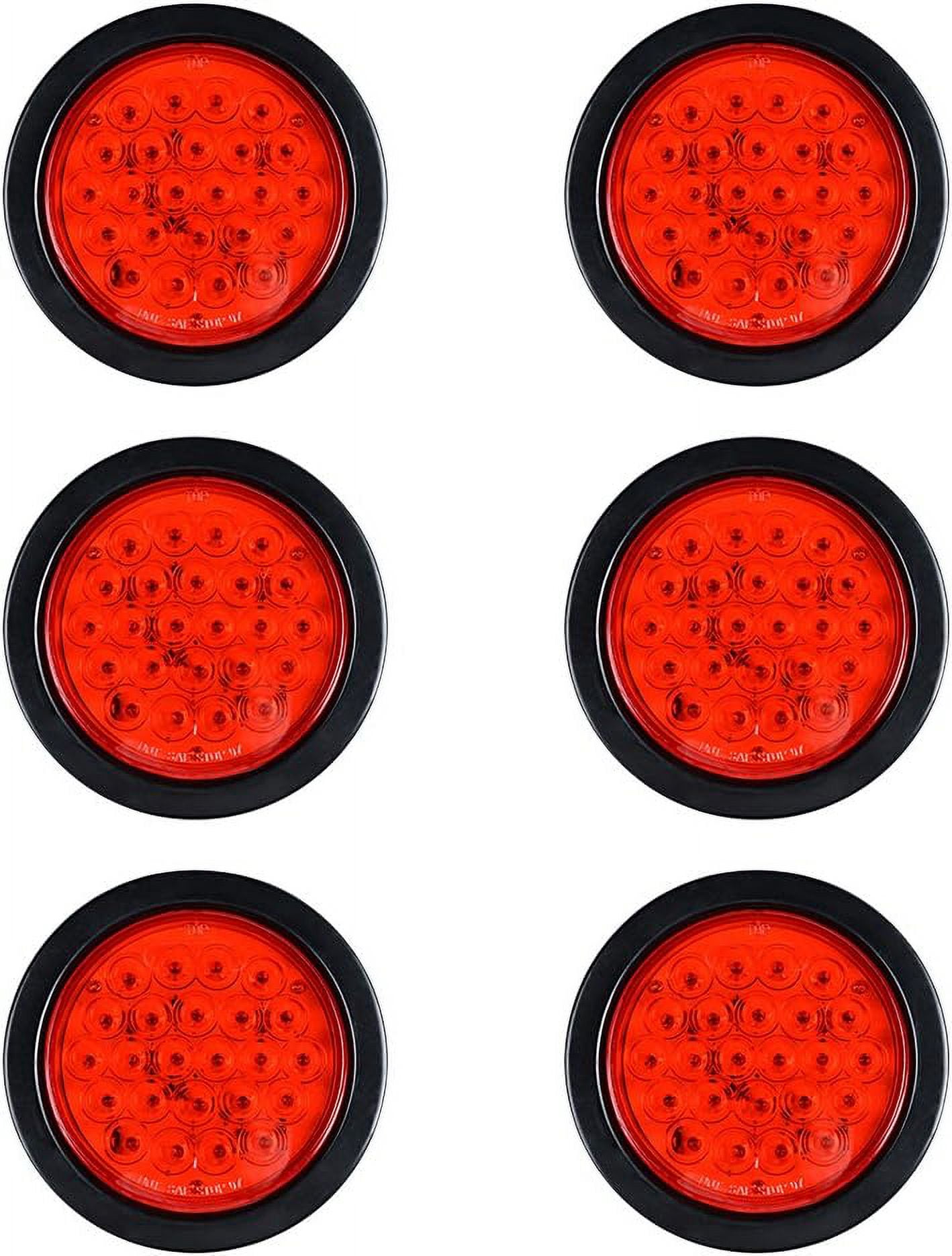 Anzio 6pcs 24LED Red Round Truck Trailer UTE UTV Stop Tail Brake