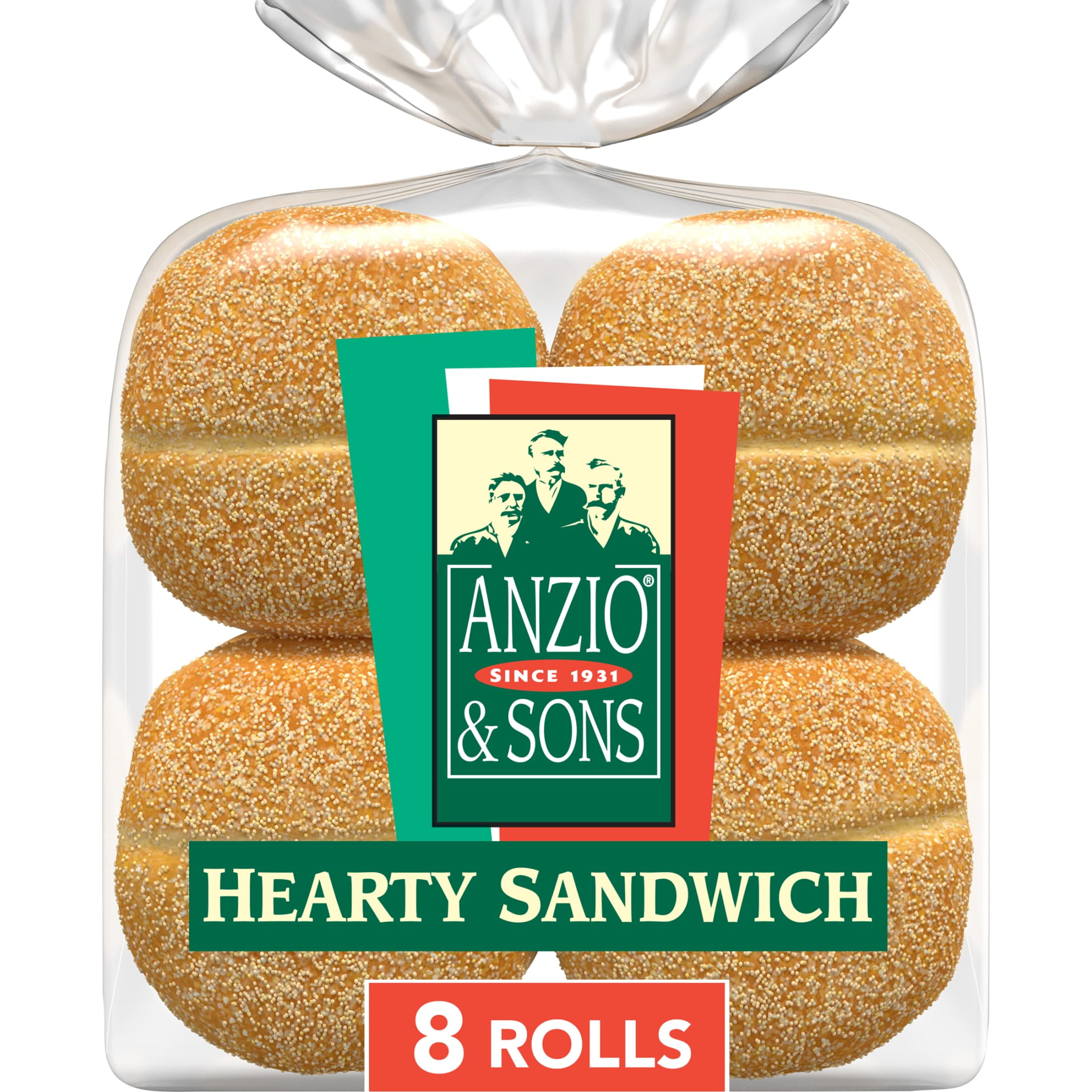 Anzio & Sons Hearty Sandwich Rolls, 8 count Plain Hamburger Buns