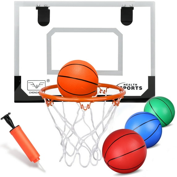 Anzmtosn Mini Basketball Hoop for Kids Adults, over the Door Basketball Hoop with 4 Replacement Balls, Indoor Pro Basketball Hoop