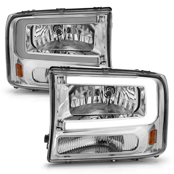 Anzo USA 111550; Crystal Headlights with Light Bar Chrome Housing for 1999-2004 Ford F250