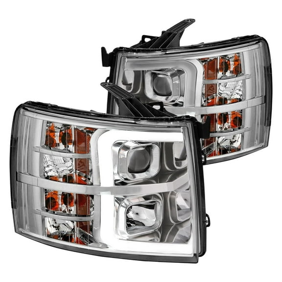 Anzo USA 111481 Chrome Clear Plank Style Projector Headlight Assembly - Pair Fits select: 2007-2013 CHEVROLET SILVERADO