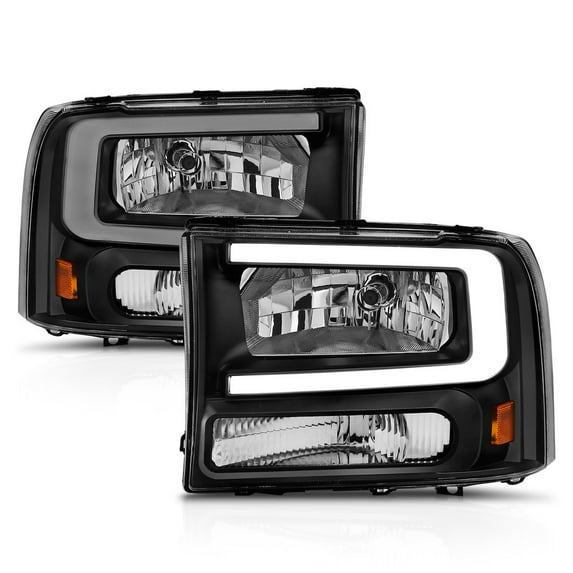 Anzo USA 111549; Crystal Headlights with Light Bar & Black Housing for 2000-2004 Ford Excursion