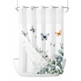 thumbnail image 1 of Anzona No Hook Shower Curtains, Teal Eucalyptus Leaves Extra Long Bathtub Curtains with Snap in Liner, Summer Botanical Butterfly Waterproof Washable Fabric Bathroom Shower Curtain Sets, 72" x 96", 1 of 4