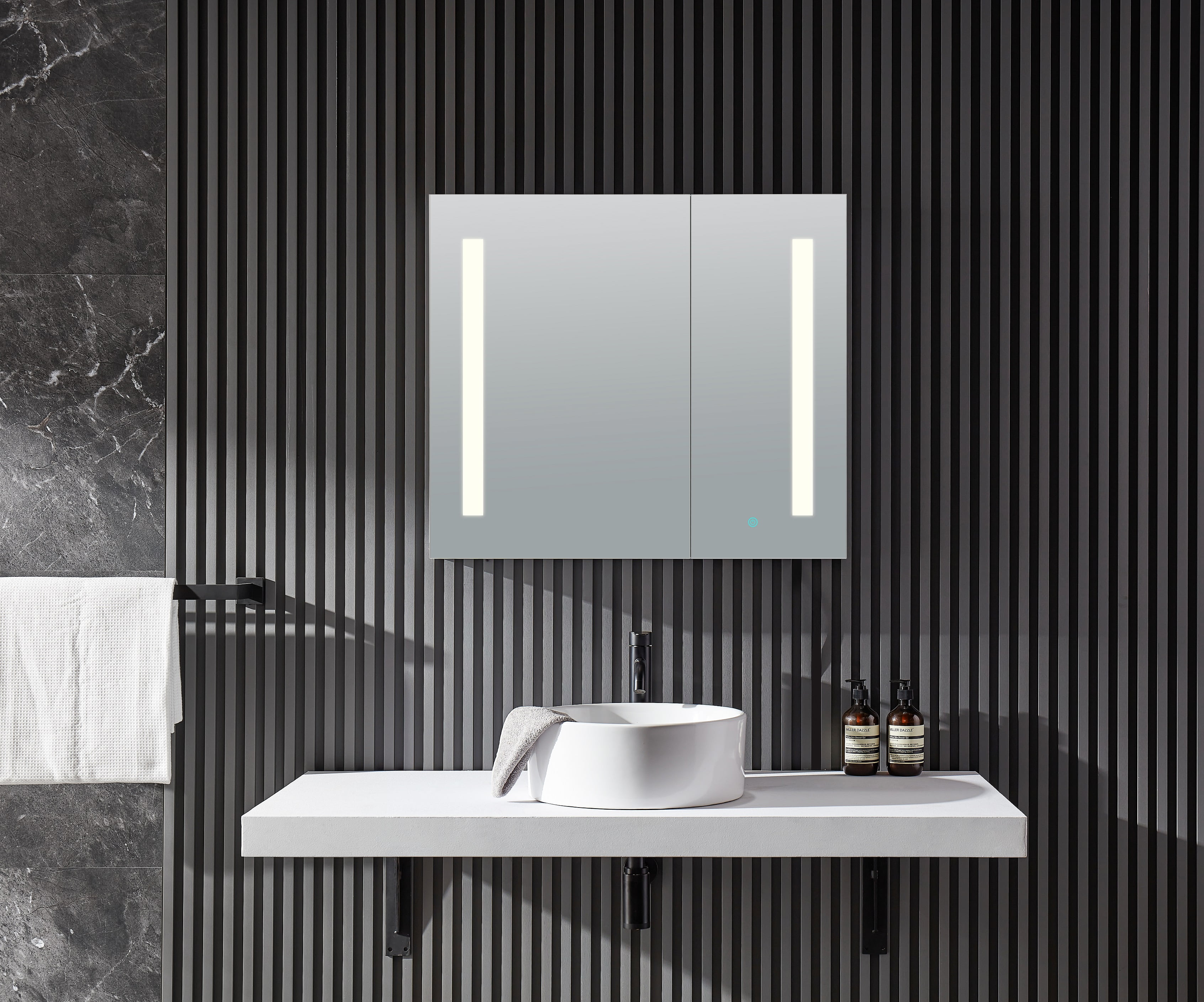 Ether 28" x 32" Frameless LED Mirror Aluminum Bathroom Cabinet