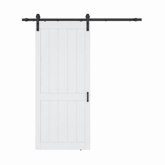Anzzi ID-AZBD05 36 x 84 in. Heavy Duty Sturdy White Sliding Wood Single Sliding Barn Door with Solid Core MDF Plus PVC