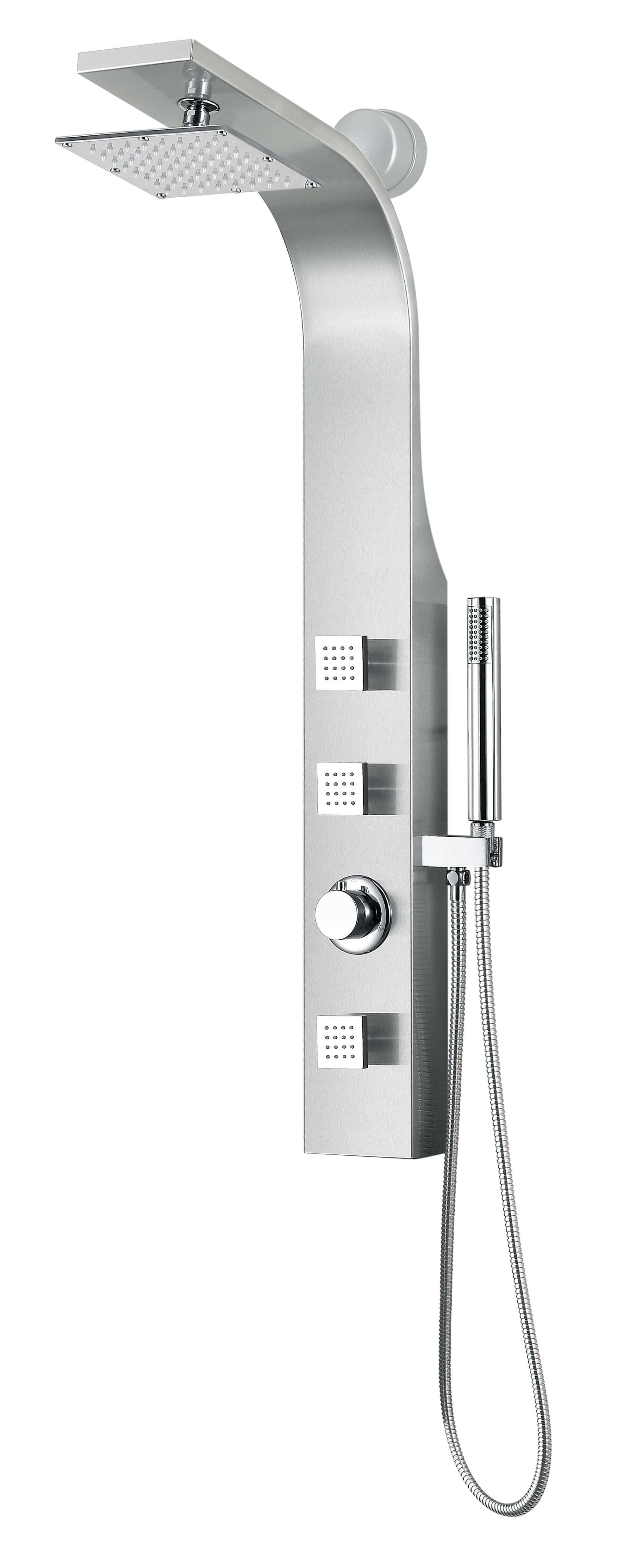 Silent 40'' Brushed Steel Full Body Shower Panel with Rain Shower