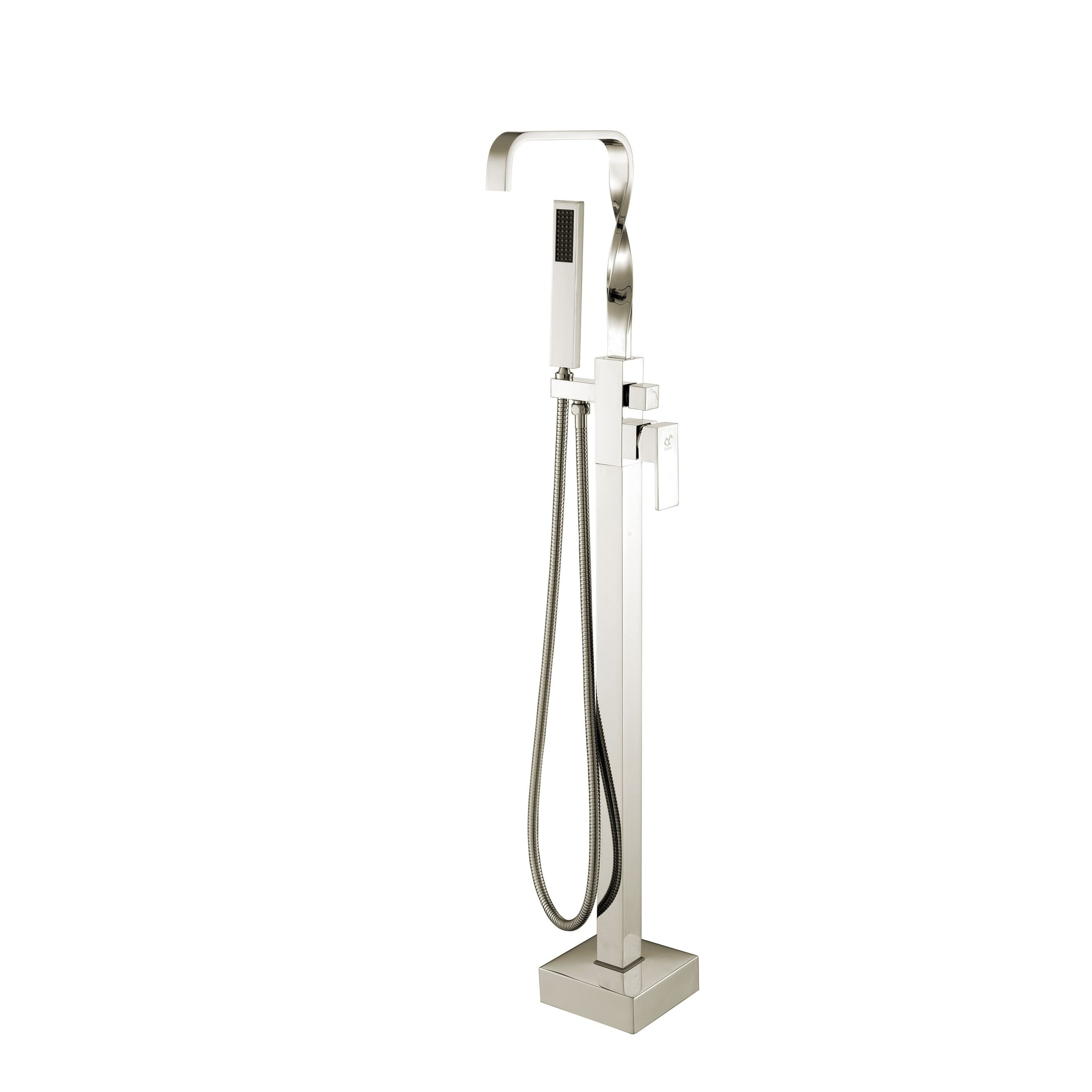 Brushed Nickel 2-Handle Floor Tub Filler with Diverter