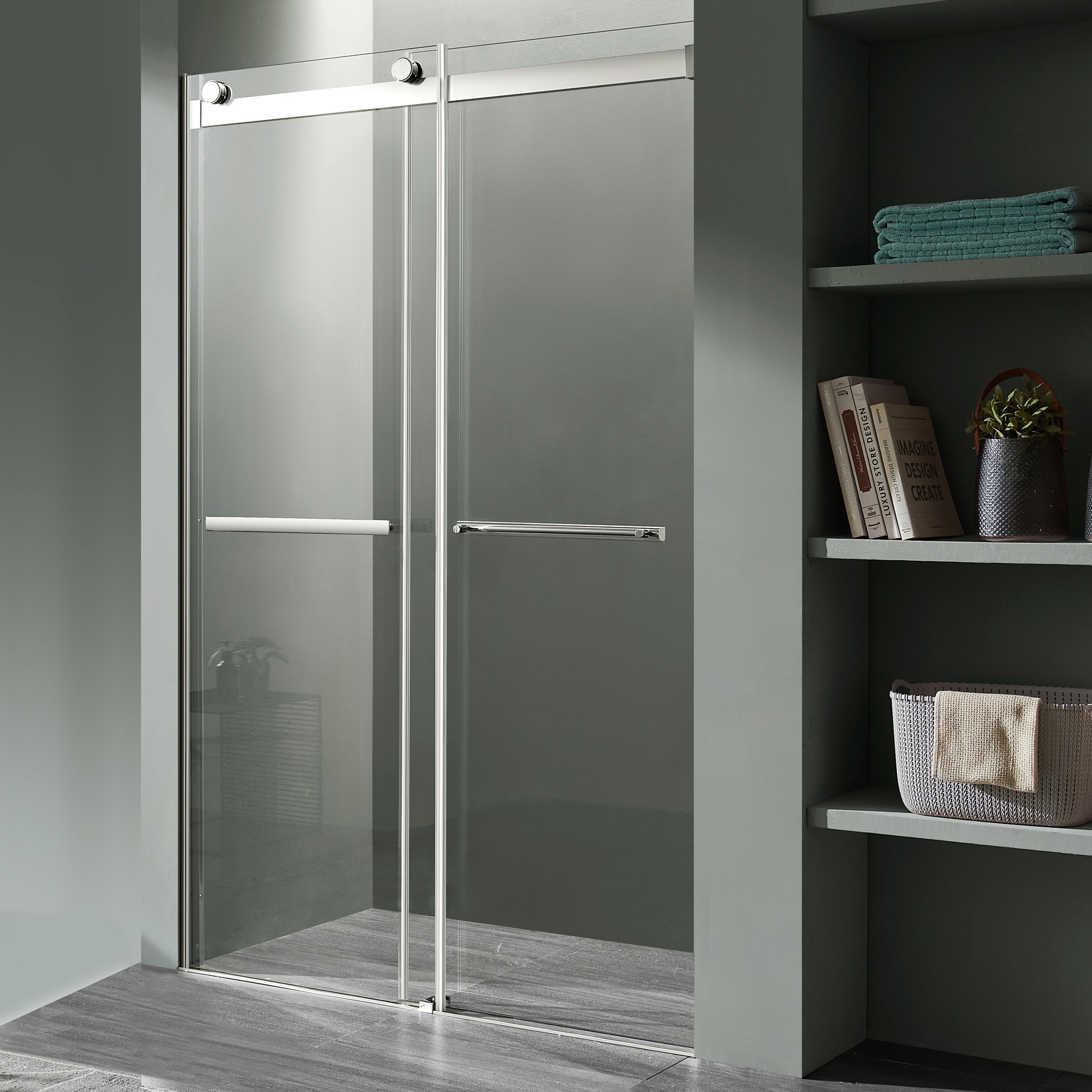 Kahn 48" x 76" Frameless Sliding Shower Door in Polished Chrome
