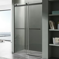 Kahn Series 45-48"W x 76"H Sliding Frameless Shower Door in Matte Black with Tsunami Guard Tempered Clear Glass