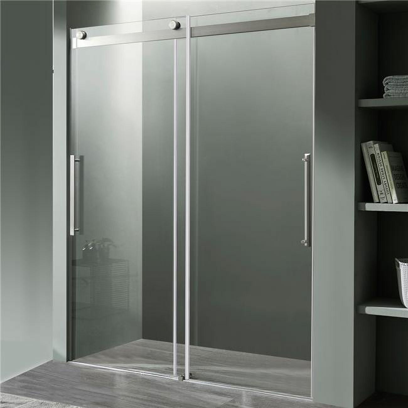 Stellar 48" x 76" Frameless Sliding Shower Door in Brushed Nickel