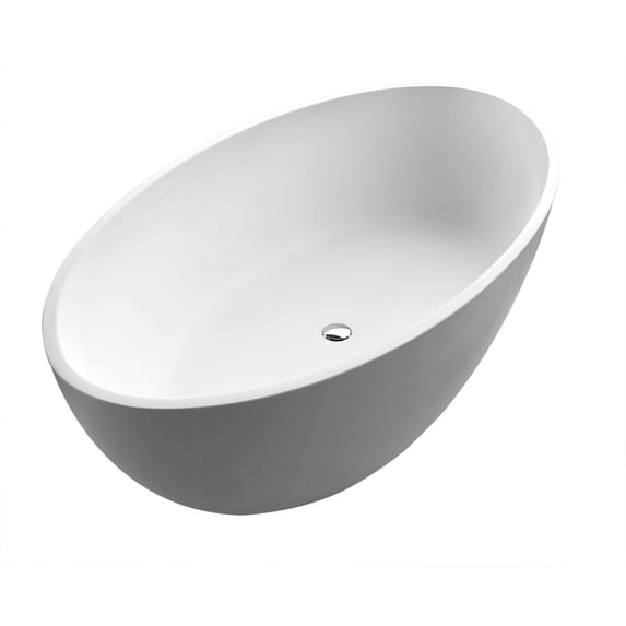 Anzzi 5.5 ft. Hangiri Series Solid Surface Center Drain Freestanding Bathtub, Matte White