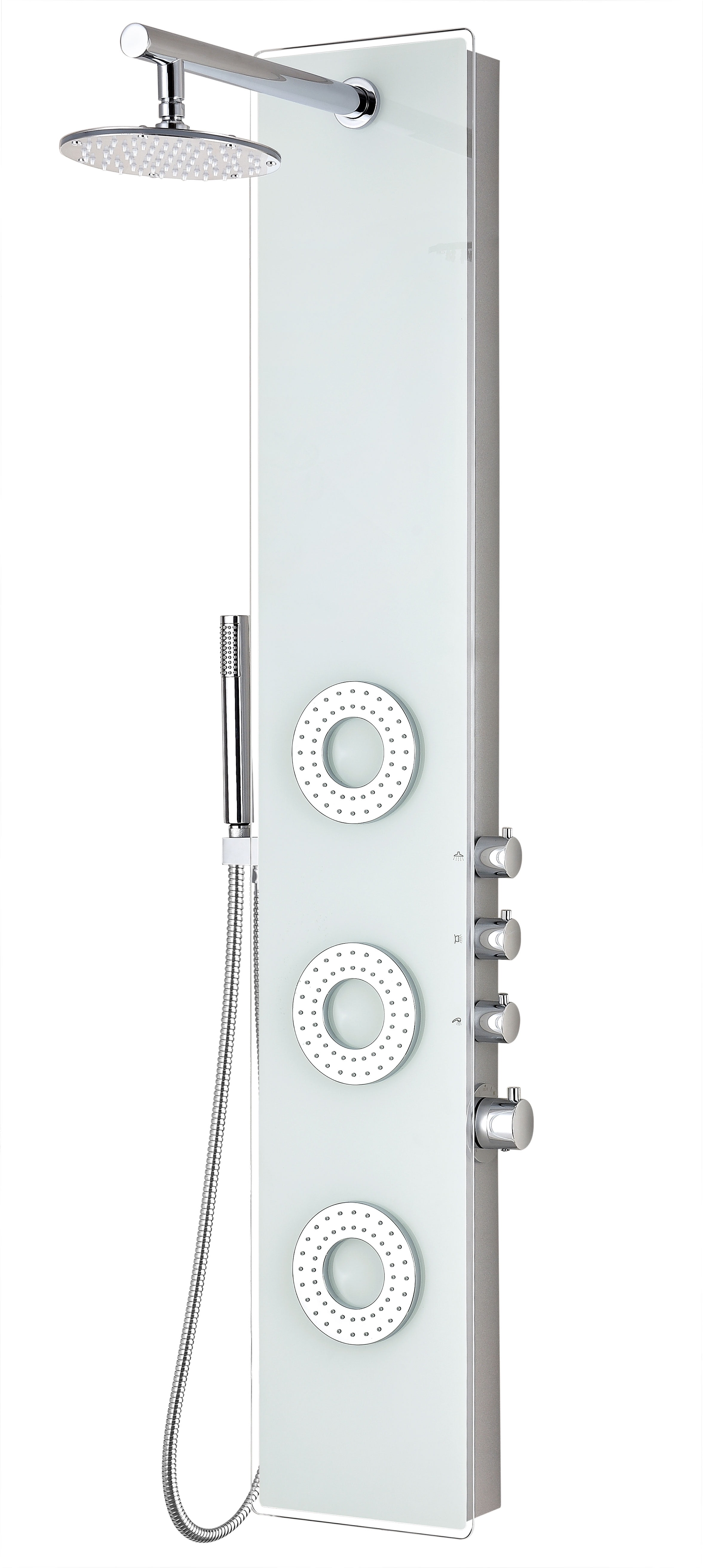 Lynx 58" White Tempered Glass Shower Panel with Jets