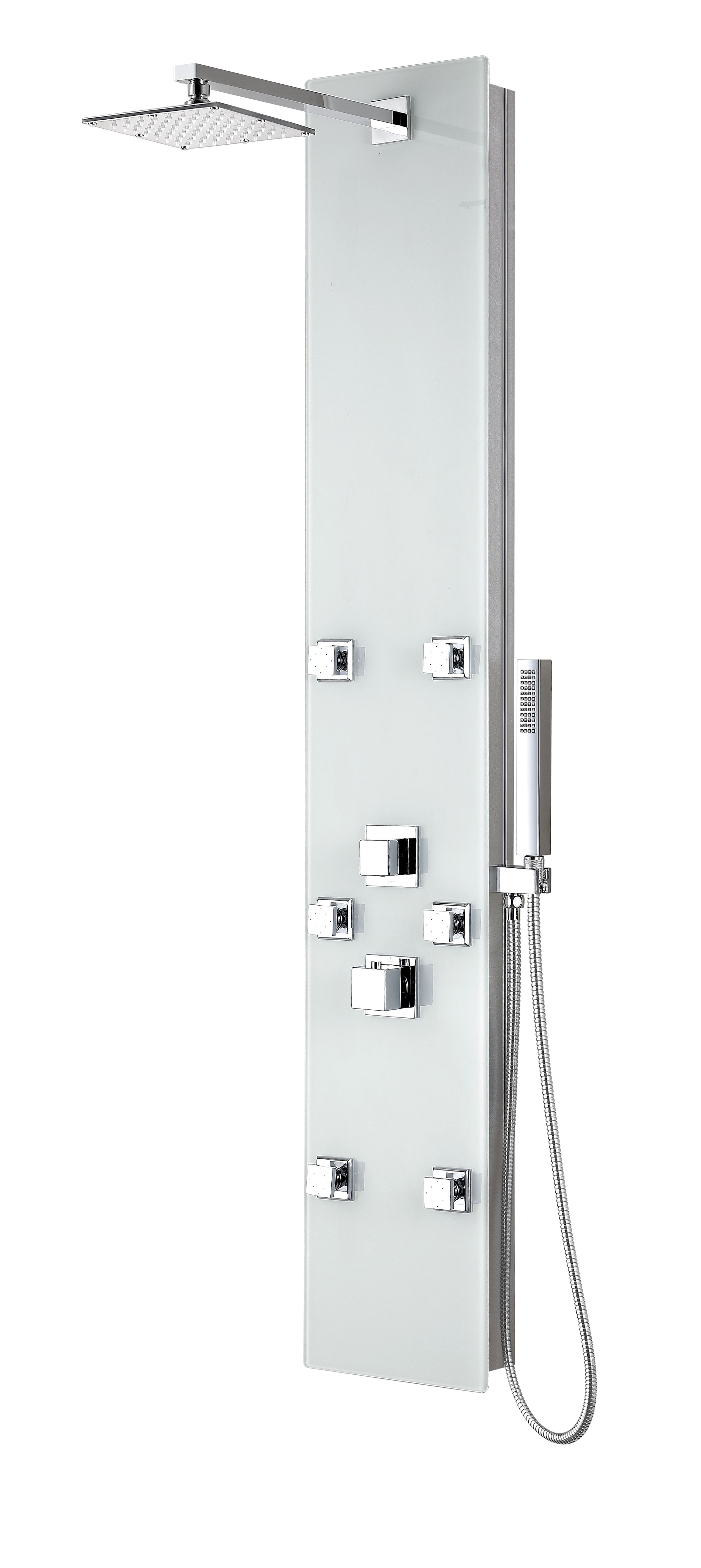 Jaguar 60'' White Tempered Glass Shower Panel with Jets