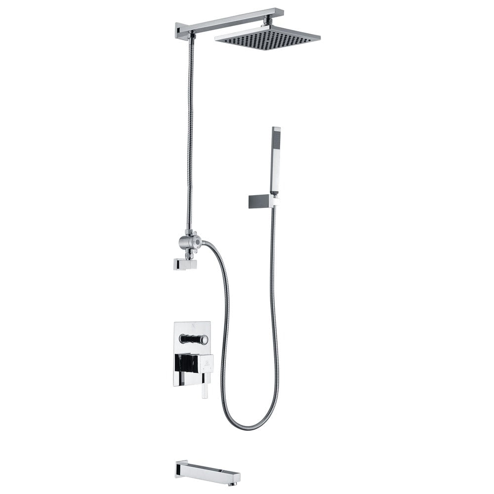 Polished Chrome Wall Mounted Rain Shower Faucet Set