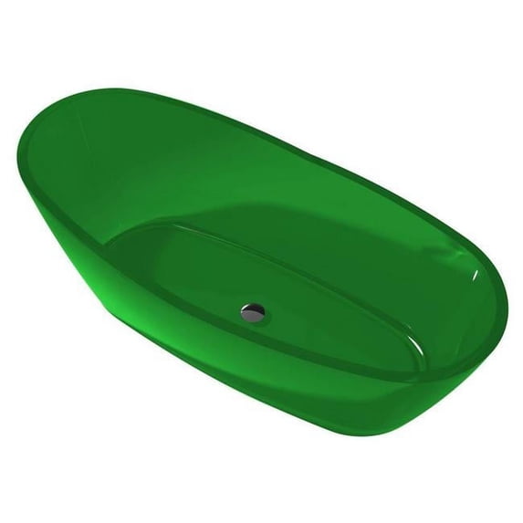 Anzzi FT-AZ521-GR 65 in. Ember Stone Freestanding Bathtub in Translucent Emerald Green
