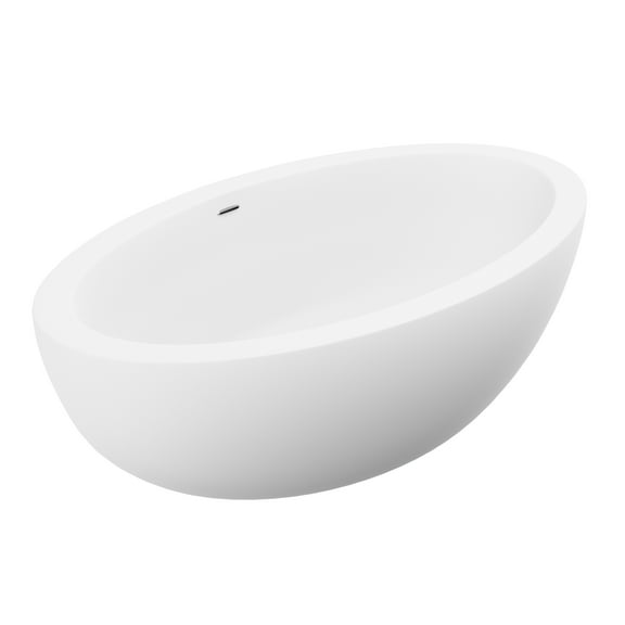 Anzzi FT-AZ8415 6.3 ft. Kekehun Series Solid Surface Center Drain Freestanding Bathtub, Matte White