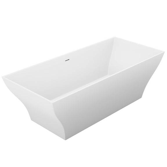 Anzzi FT-AZ8419 5.9 ft. Kayenge Series Solid Surface Center Drain Freestanding Bathtub, Matte White