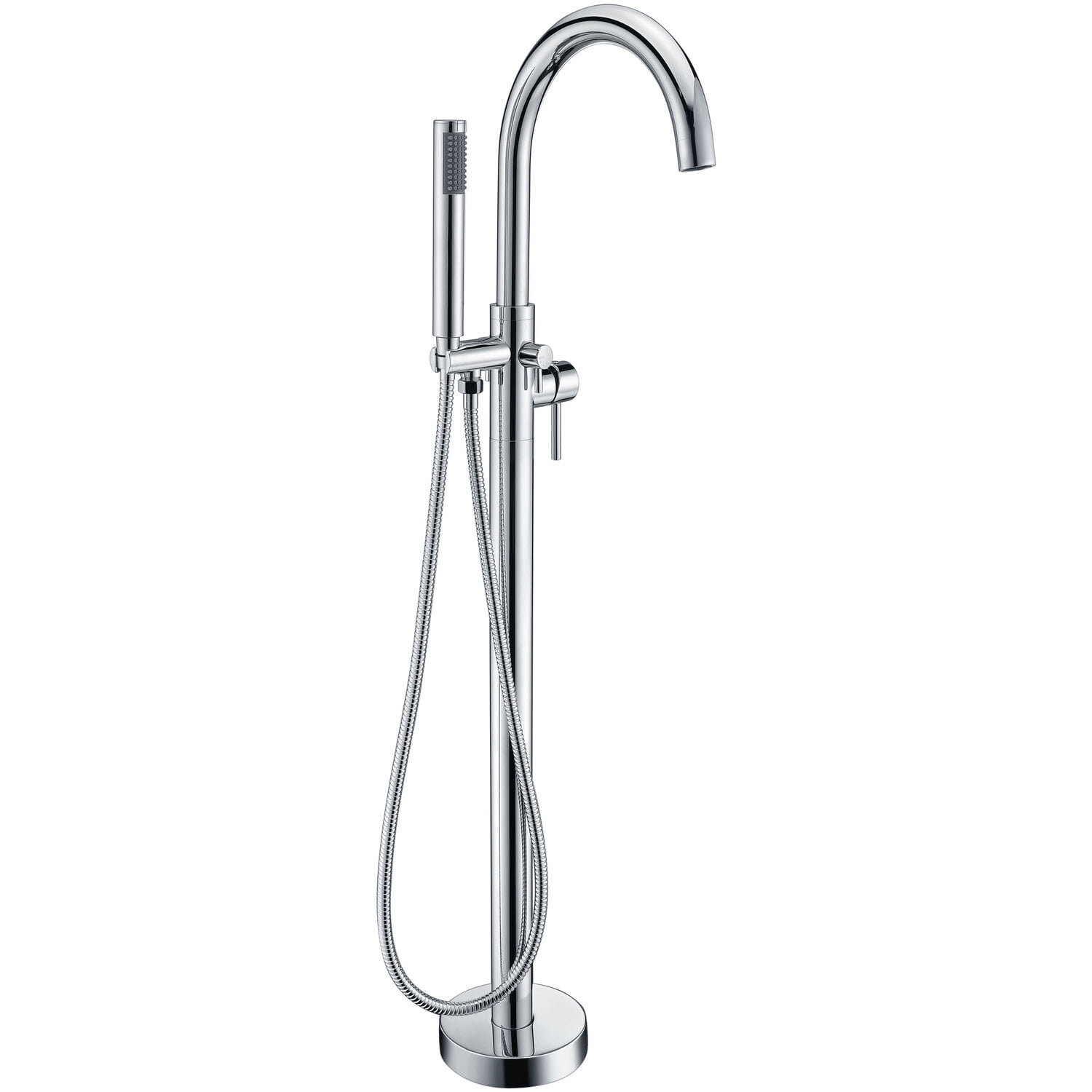 Polished Chrome Freestanding Clawfoot Tub Faucet with Hand Shower