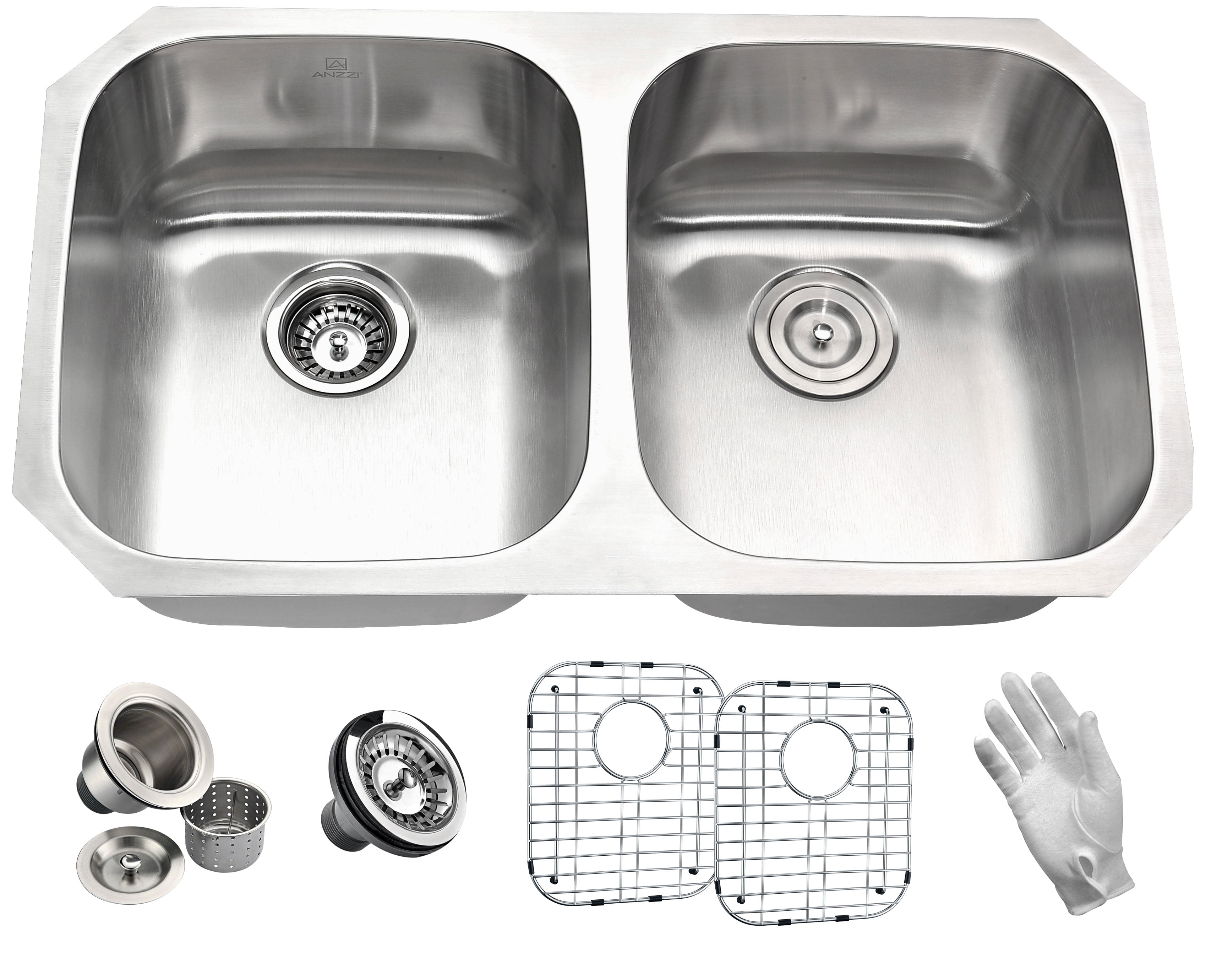 Moore 32'' Double Bowl Stainless Steel Undermount Kitchen Sink