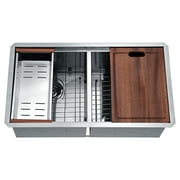 Anzzi K-Az3219-2Ac Aegis 32-3/4" Undermount Double Basin Stainless Steel Kitchen Sink -