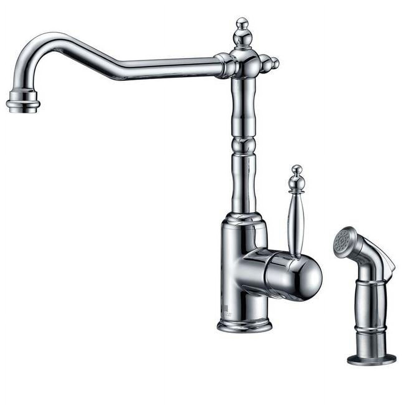 Polished Chrome Single Handle Kitchen Faucet with Sprayer