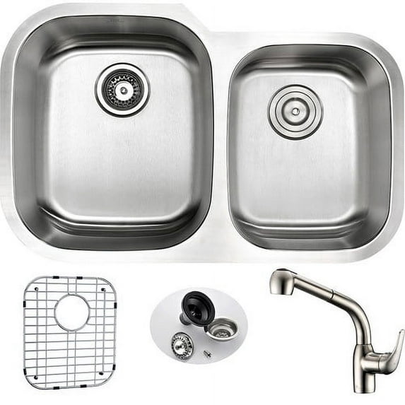 Anzzi Kaz3220-095 Moore 32" Double Basin 16 Gauge Stainless Steel Undermount Kitchen Sink