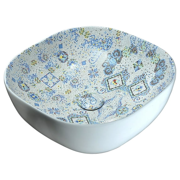 Anzzi LS-AZ246 5.7 x 16.7 x 16.7 in. Byzantian Series Ceramic Vessel Sink, Byzantine Mosaic