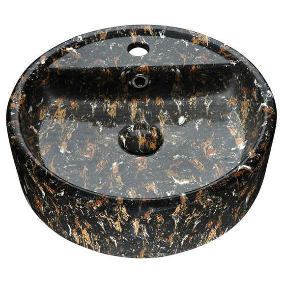 Anzzi Ls-Az255 Rhapsody 17-1/3" Ceramic Vessel Bathroom Sink - Neolith Marble