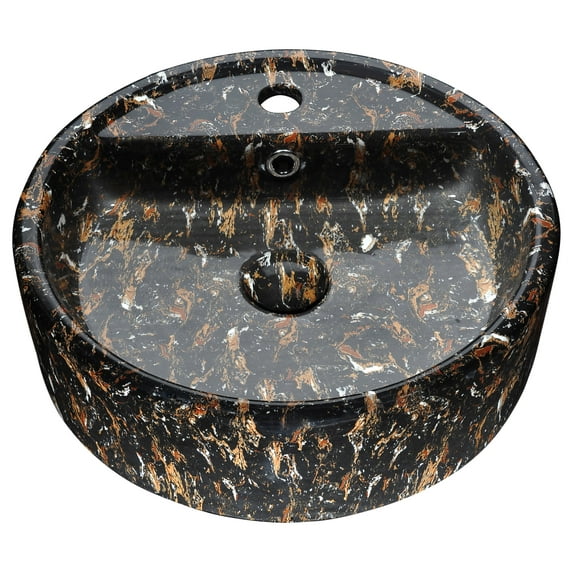 Anzzi LS-AZ255 Rhapsody 17-1/3" Ceramic Vessel Bathroom Sink - Neolith Marble