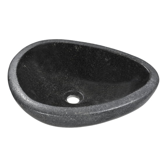 Anzzi Ls-Az8220 Twin 18-7/8" Oval Natural Stone Vessel Bathroom Sink - Black