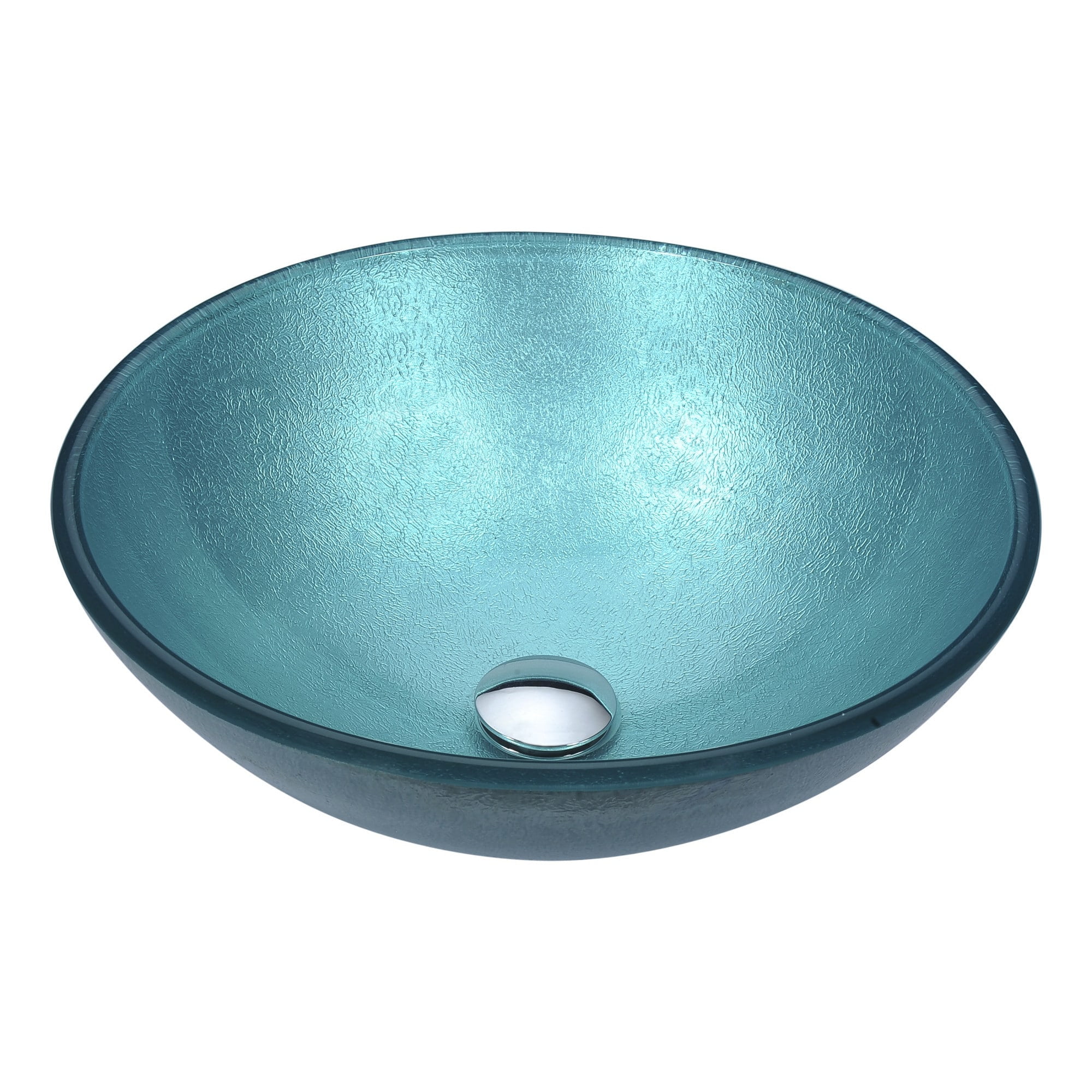 Coral Blue Tempered Glass Round Vessel Sink
